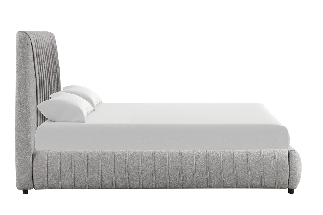 Oasis Grey Boucle Fabric Platform Bed