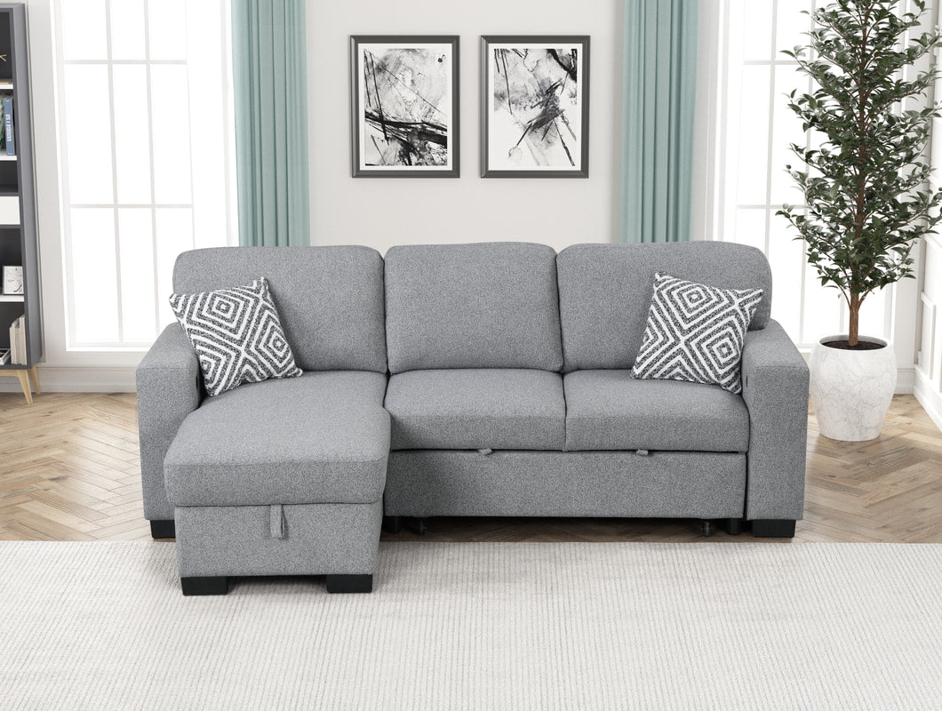 Pacific Grey Reversible Sectional With Pull-Out Bed