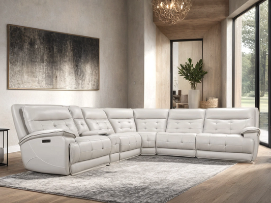 Palma Beige Power Leather Gel Reclining Set