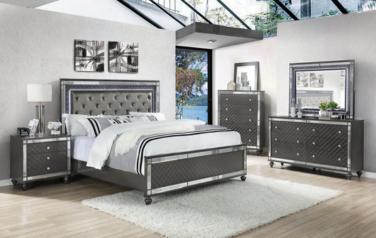 5pcs Refino Grey LED Bedroom Set