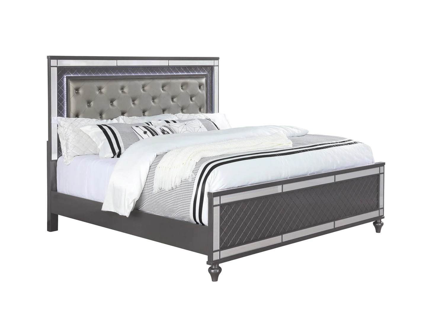 5pcs Refino Grey LED Bedroom Set