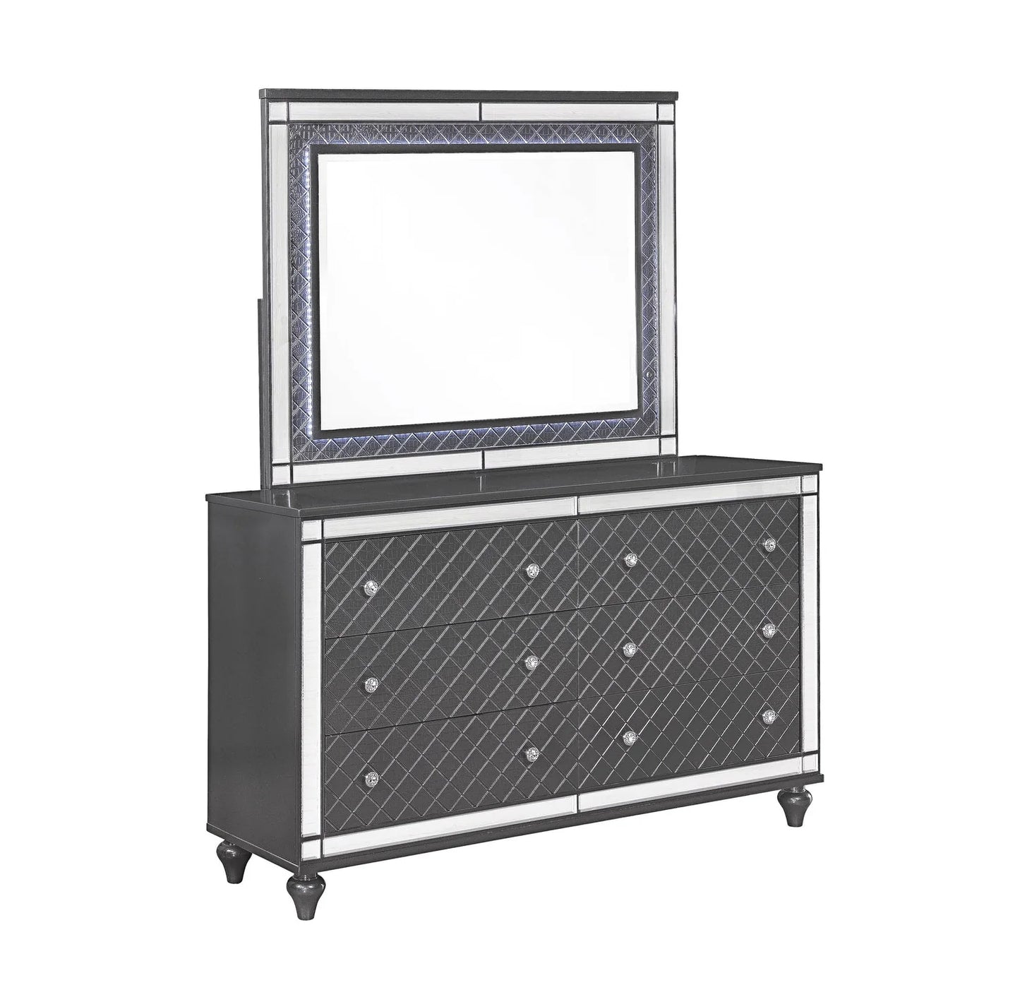 5pcs Refino Grey LED Bedroom Set