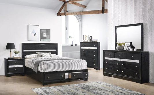 regata black silver storage platform bedroom set 