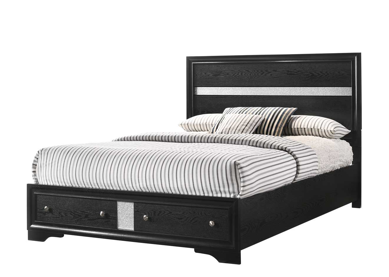 regata black silver storage platform bedroom set 