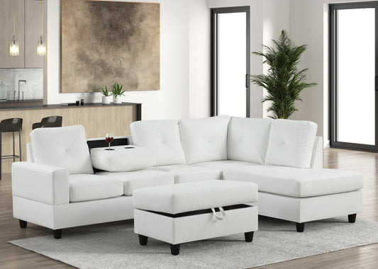 Rocket White PU Reversible Sectional