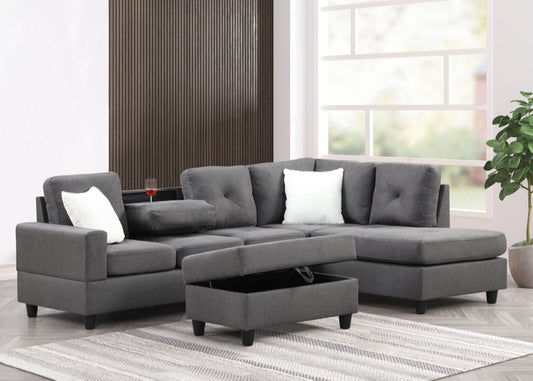 Rocket Charcoal Reversible Sectional