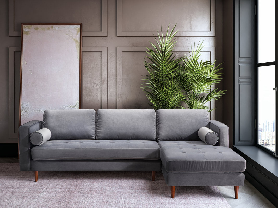 Roxy Grey Velvet Sectional