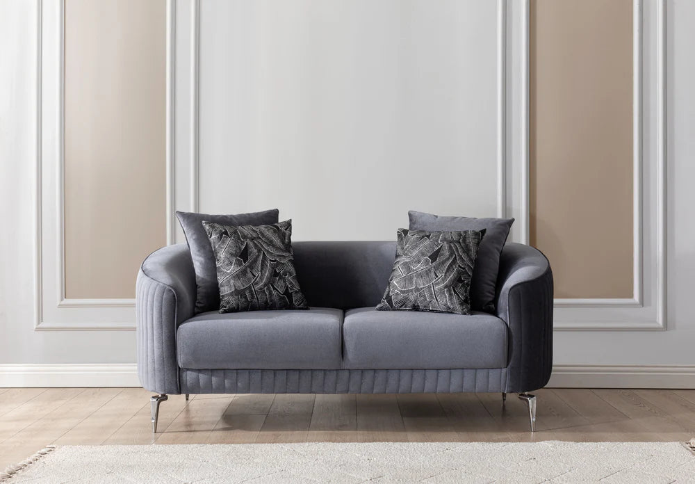 Angela Grey Velvet Sofa & Loveseat