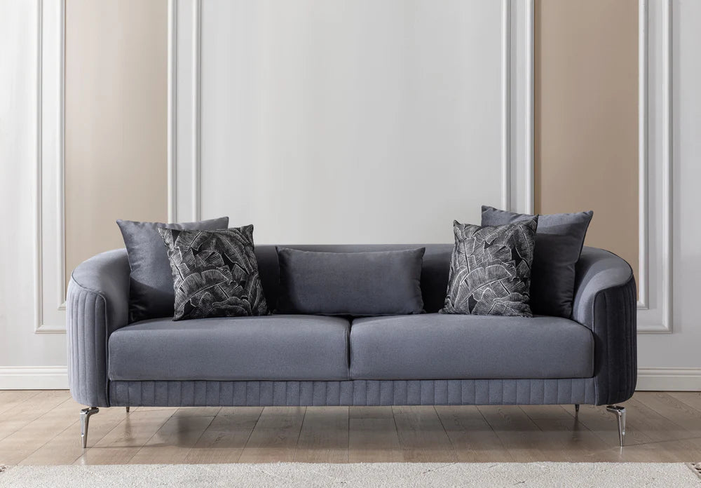 Angela Grey Velvet Sofa & Loveseat