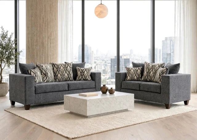 110 - Steel Sofa & Loveseat
