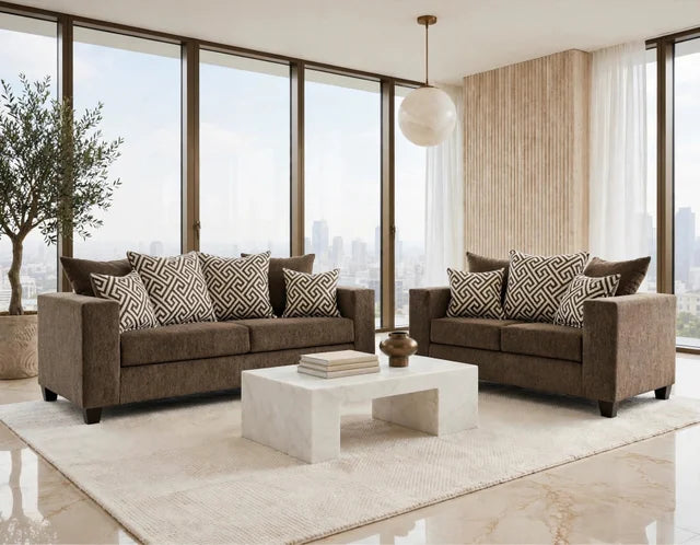 110 - Mocha Sofa & Loveseat