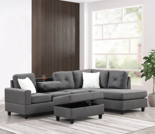 Rocket Charcoal Reversible Sectional - Sectional