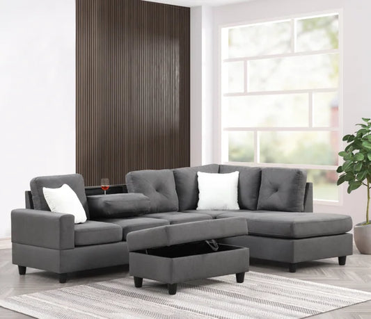 Rocket Charcoal Reversible Sectional - Sectional
