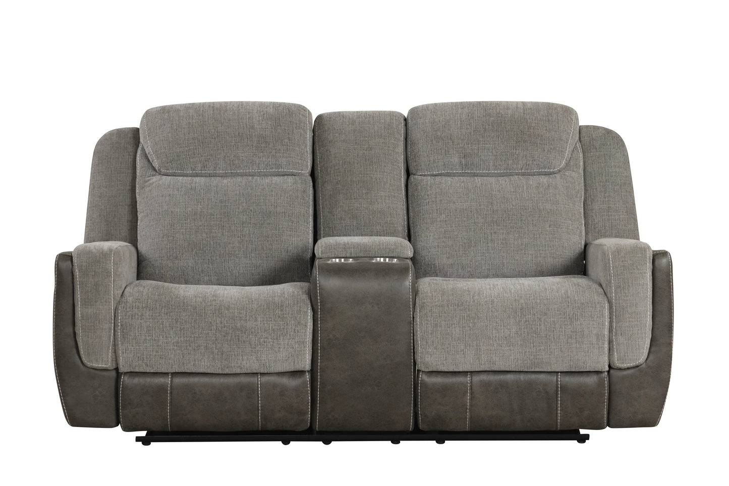 3pcs Lisa Two Tone Grey Fabric Reclining Sofa Set