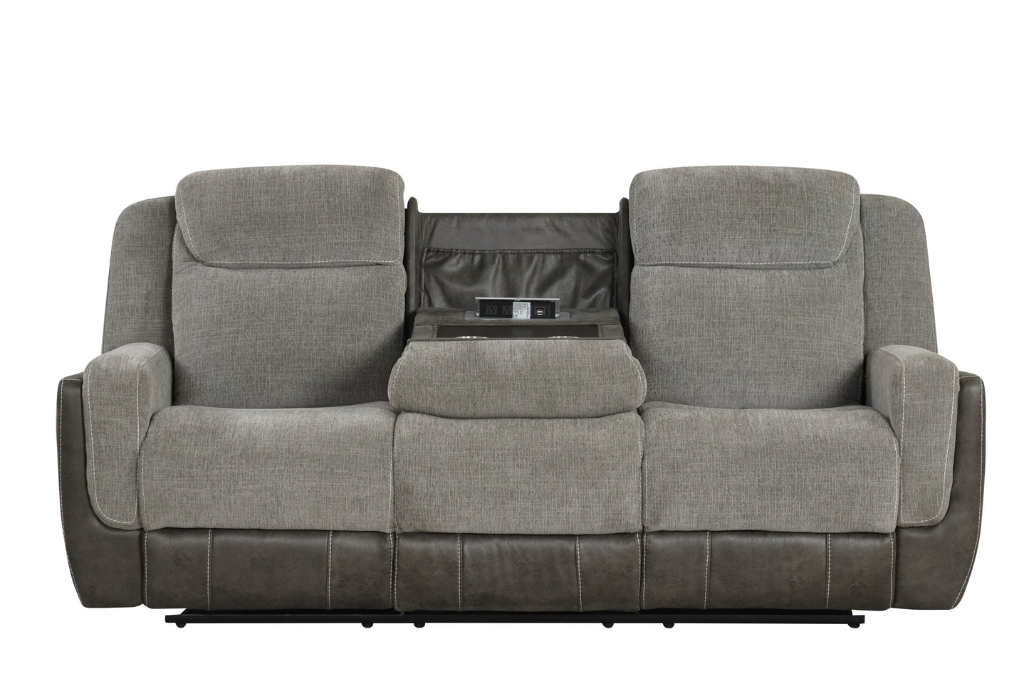 3pcs Lisa Two Tone Grey Fabric Reclining Sofa Set