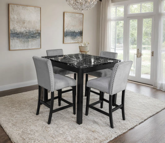 Dior Oynx Gray - Pub Table + 4 Chair Set