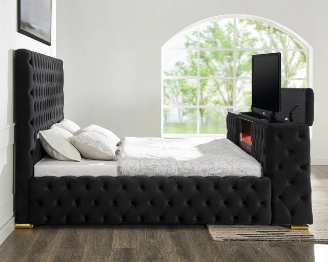 Future Black Platform Bed - Queen, King - Queen