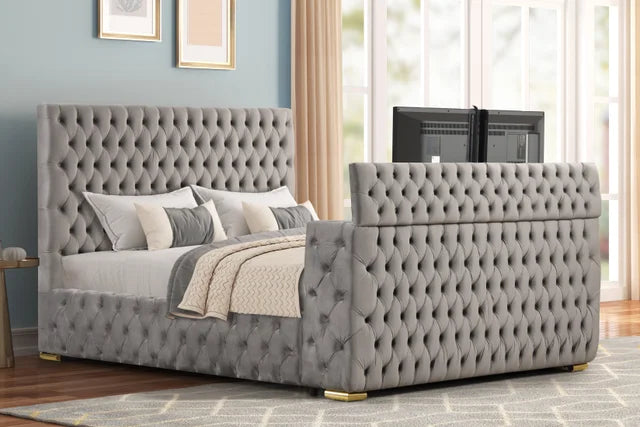 Future Gray Platform Bed - Queen, King - Queen