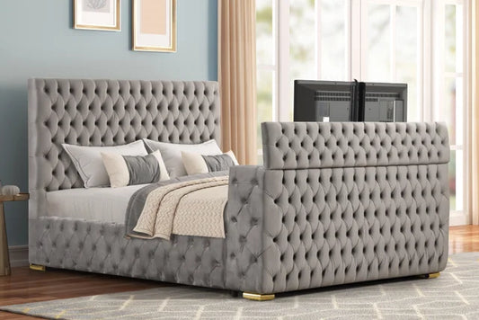 Future Gray Platform Bed - Queen, King - Queen
