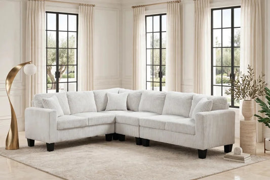 Logan Beige - Reversible Sectional (Cord Fabric)