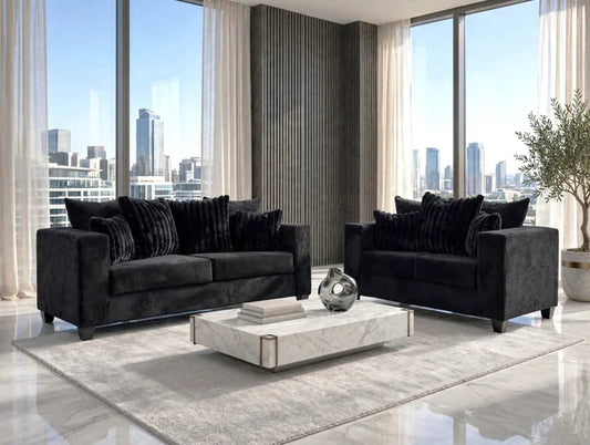 410-2PC-BLACK Sofa & Loveseat Set
