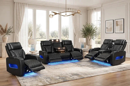 DUBAI 3PC Black Power Reclining Set