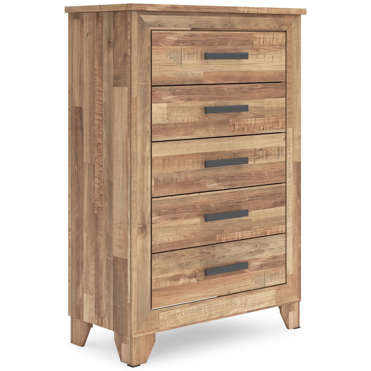 5pcs Ashley B4802 Warm Brown Wood Finish Bedroom Set