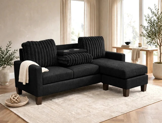 NEYMAR Black - Reversible Sectional