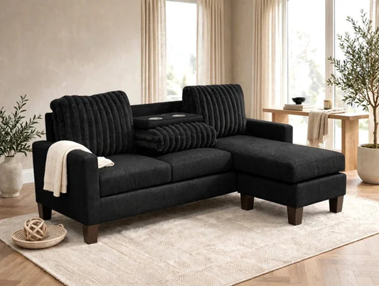 NEYMAR Black - Reversible Sectional