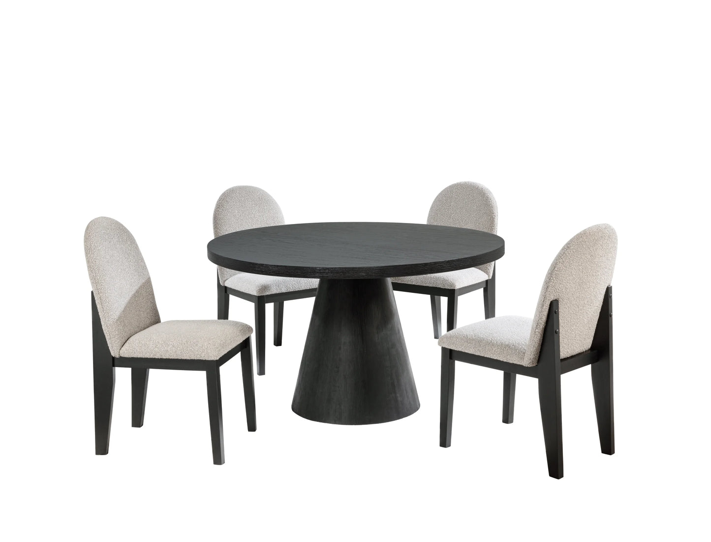 5pcs D500 Black Wood & Gray Fabric Dining Set