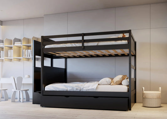 BB52 Full/Full Bunk Bed w/Twin Trundle Black