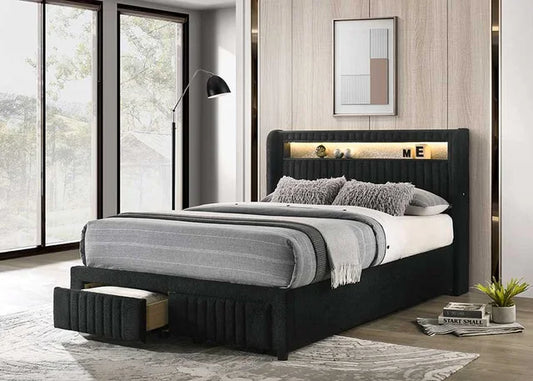 Cupid Black Platform Bed - Twin, Full - TWIN