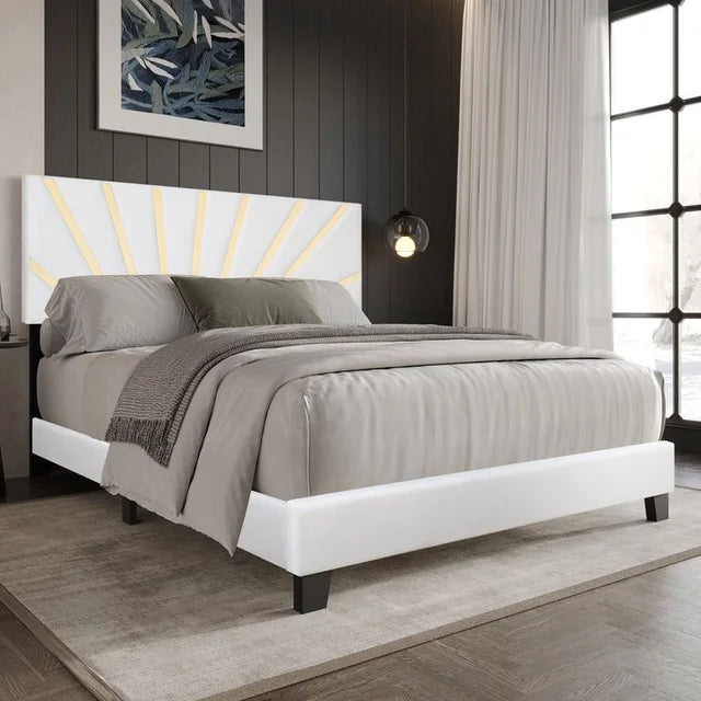 Nico White Platform - Queen, King Bed - Queen