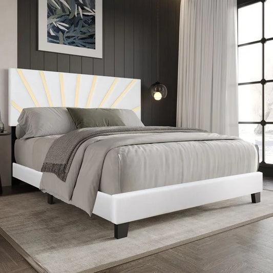 Nico White Platform - Queen, King Bed - Queen