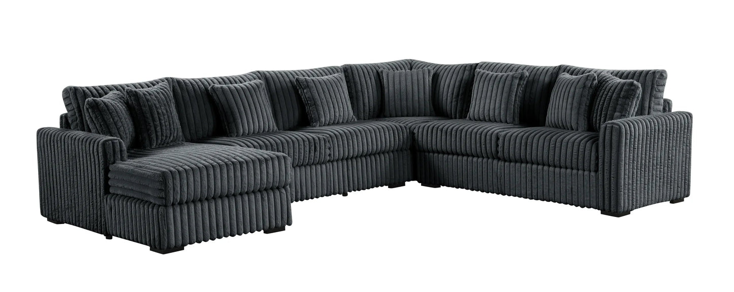 Solana Charcoal Corduroy Fabric Oversized Sectional