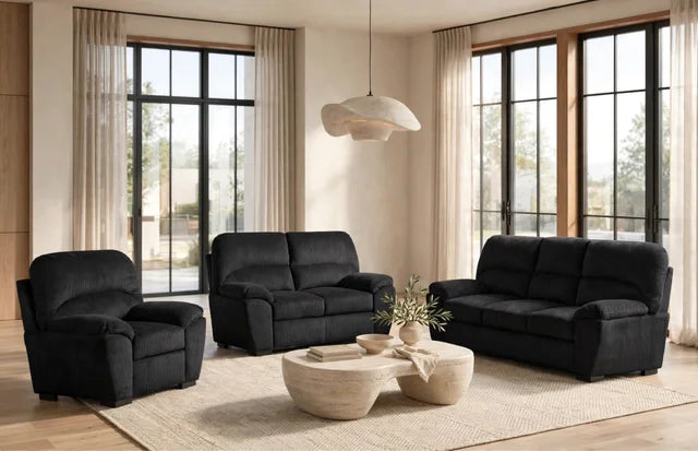 Tiffany10 Black - 2PC or 3PC Living Room Set - 2PC