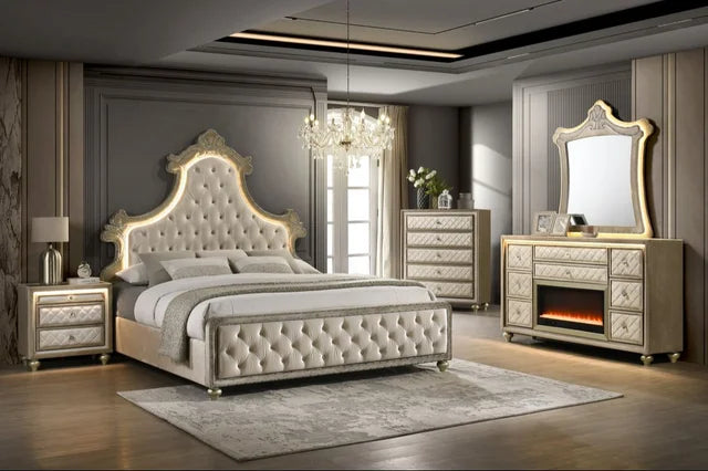 Majesty2 Beige 4PC or 5PC Set - Queen, King - 4pc Queen