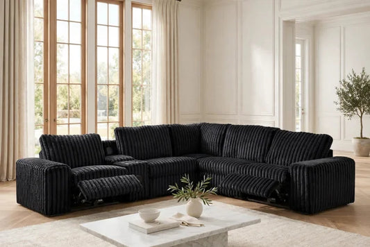 Amelia Onyx Power Reclining Sectional (w/ Bluetooth Speakers)