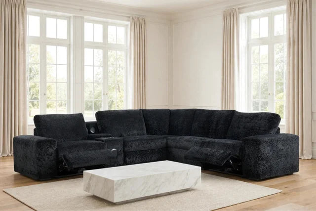 Amelia Black Power Reclining Sectional (w/ Bluetooth Speakers)