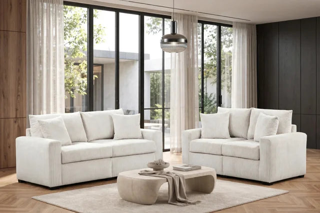 HH1125 Beige - Sofa & Loveseat Set