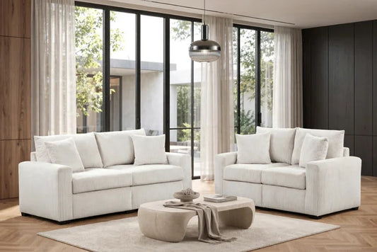 HH1125 Beige - Sofa & Loveseat Set