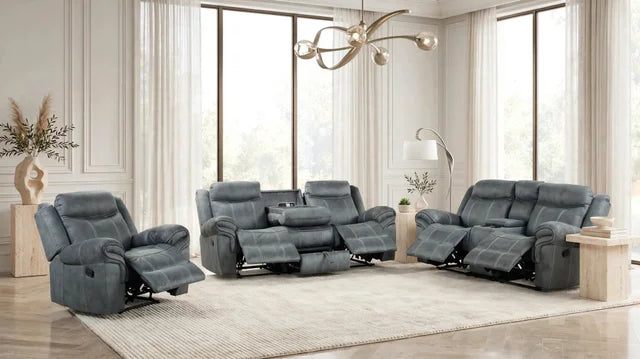 Andres Grey - 3pc Reclining Living Room Set