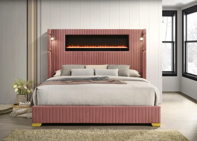 Romance2 Pink Platform Bed - Queen, King - Queen