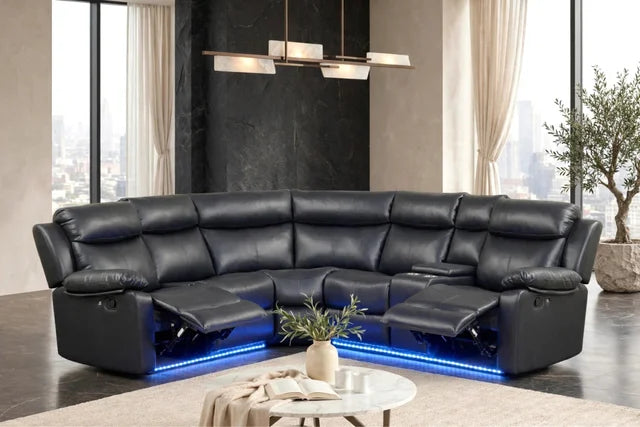 Super Black Reclining Sectional