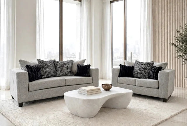 110 - Gunmetal Sofa and Loveseat Set