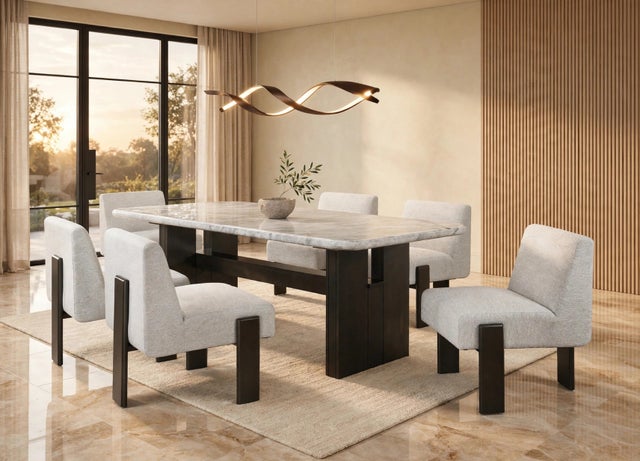 Diva- (GENUINE MARBLE) Table & 6-Chairs