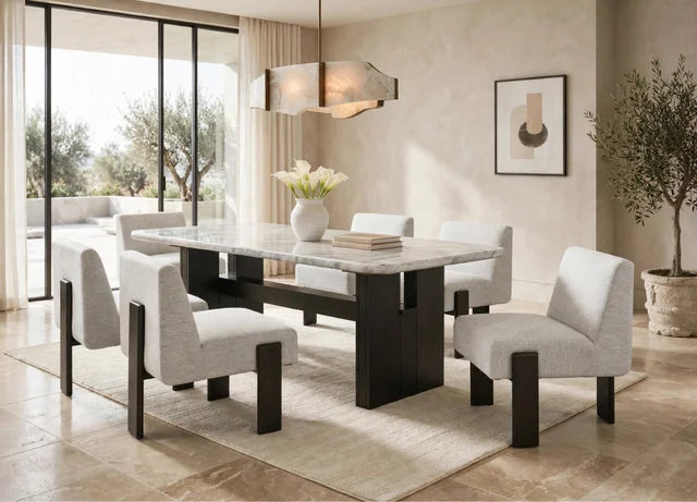 Diva- (GENUINE MARBLE) Table & 6-Chairs