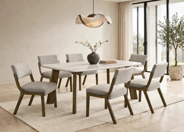 Parker10 (GENUINE MARBLE) Table & 6-Chairs
