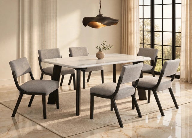 Parker20 (GENUINE MARBLE) Table & 6-Chairs