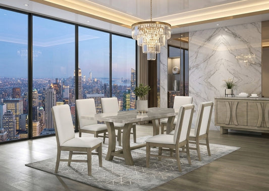 ROCO - (GENUINE MARBLE) Table & 6-Chairs  **NEW ARRIVAL**